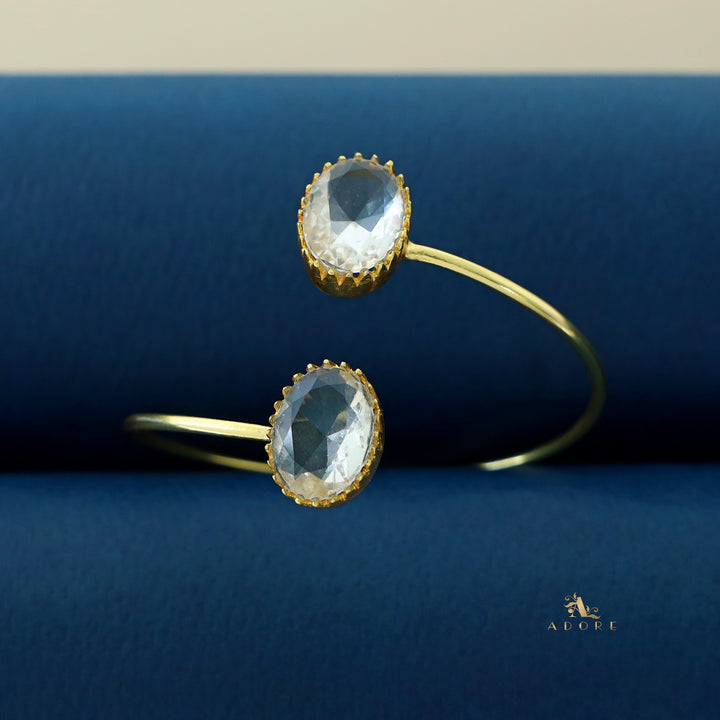 Aurora Golden Dual Oval Glossy Claw Bangle