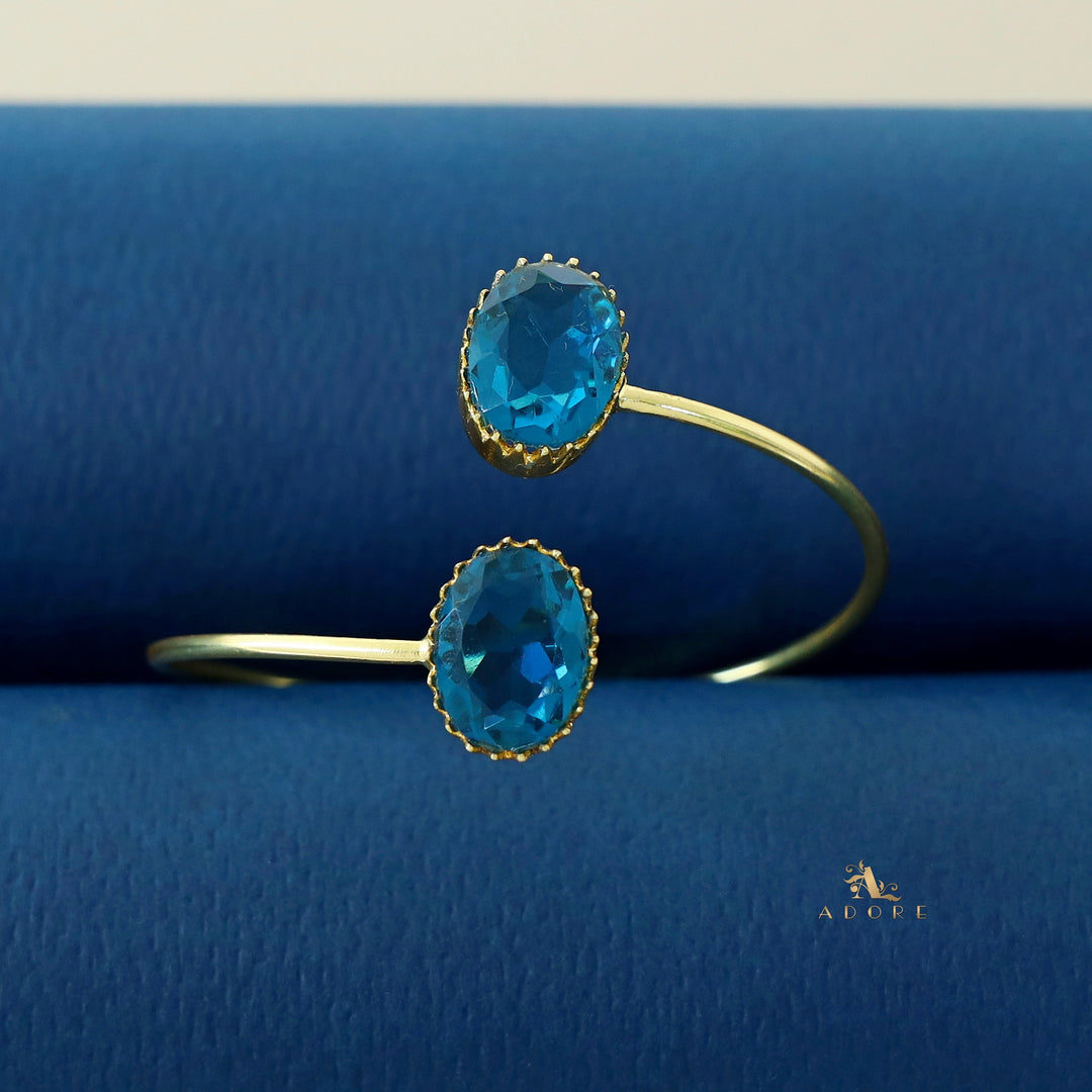 Aurora Golden Dual Oval Glossy Claw Bangle