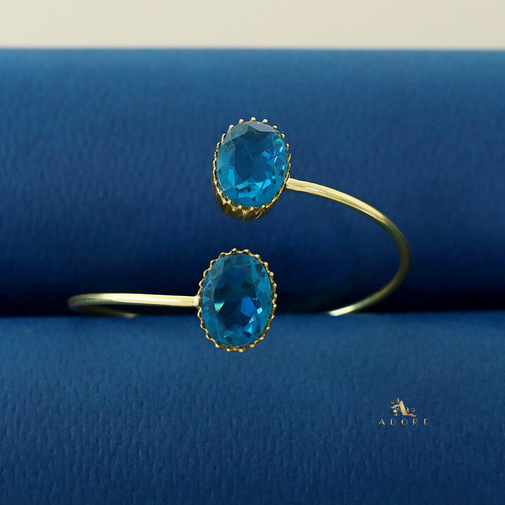 Aurora Golden Dual Oval Glossy Claw Bangle