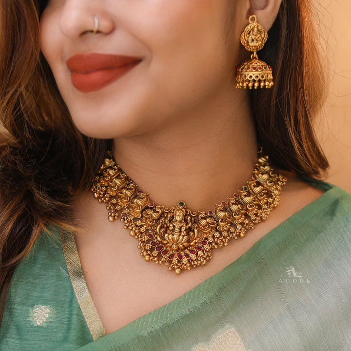 Ashtalakshmi Mayura Bridal Short Neckpiece With Earring