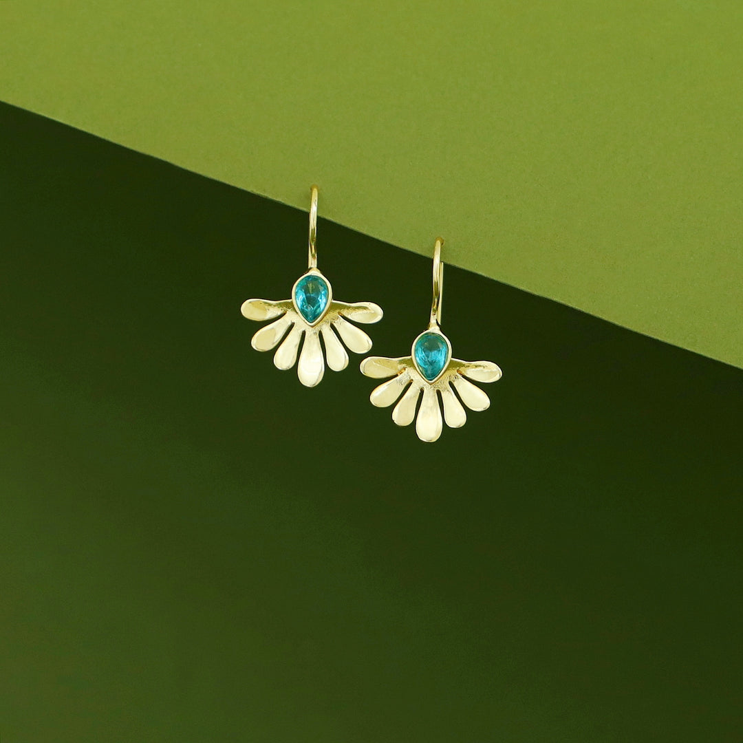 Rimina Golden Half Flower Glossy Stone Drop