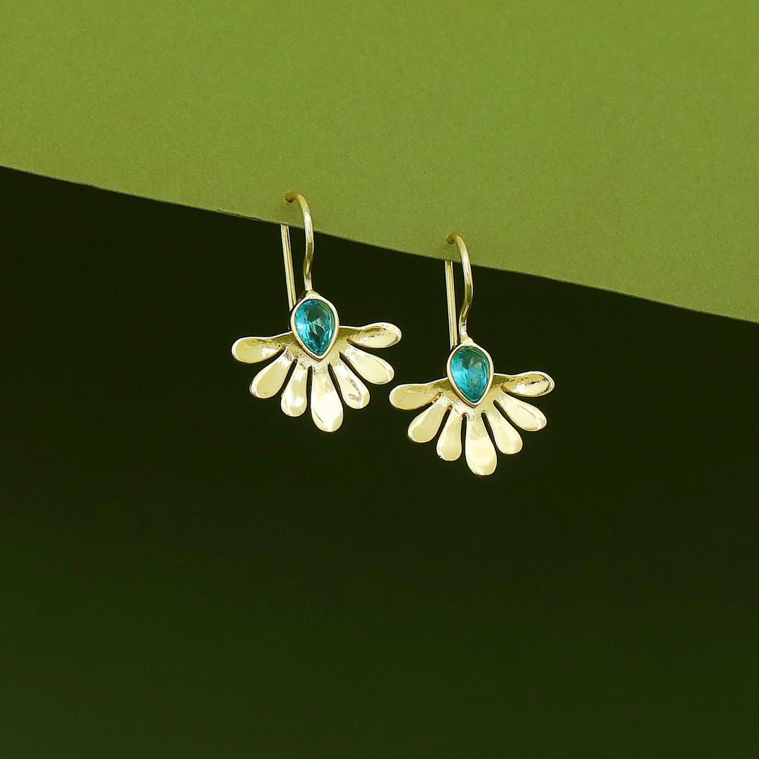 Rimina Golden Half Flower Glossy Stone Drop