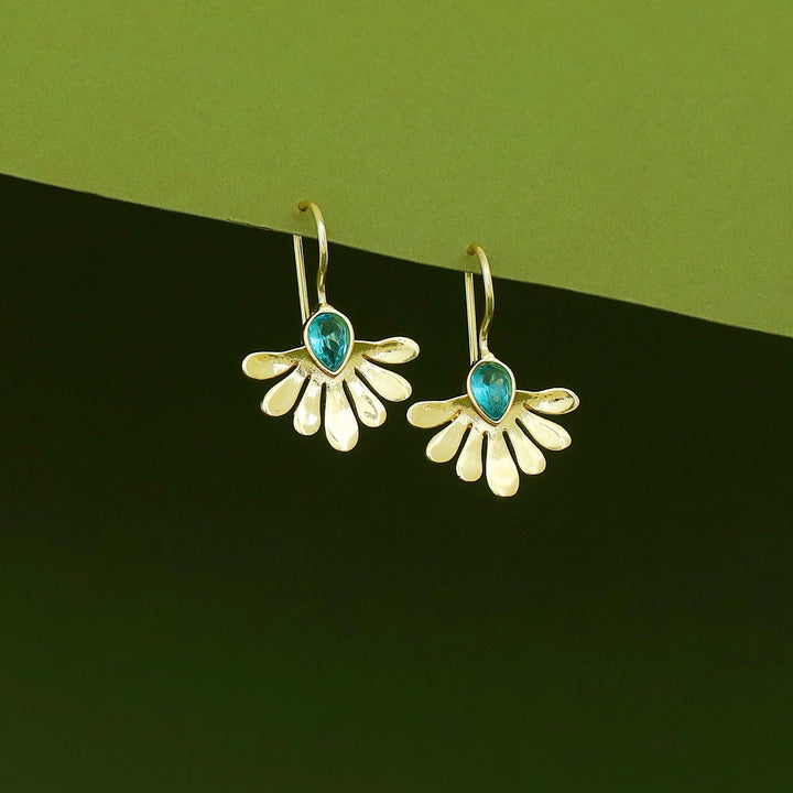 Rimina Golden Half Flower Glossy Stone Drop