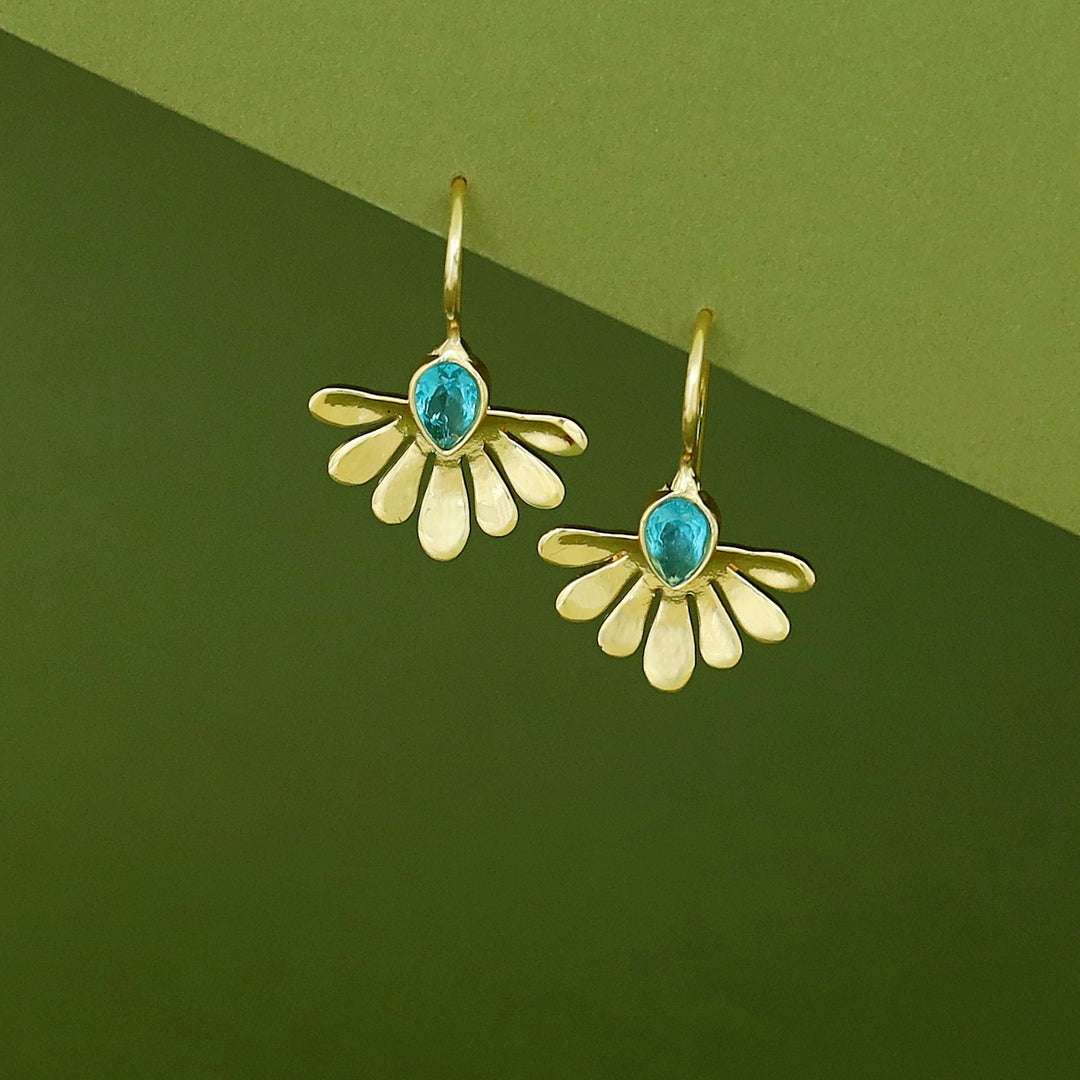 Rimina Golden Half Flower Glossy Stone Drop