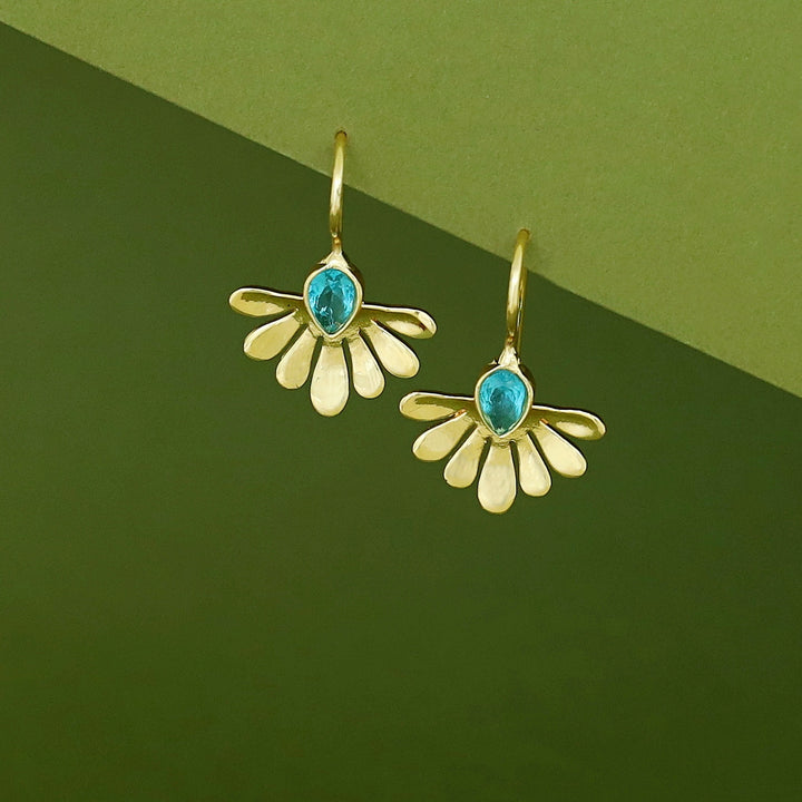 Rimina Golden Half Flower Glossy Stone Drop