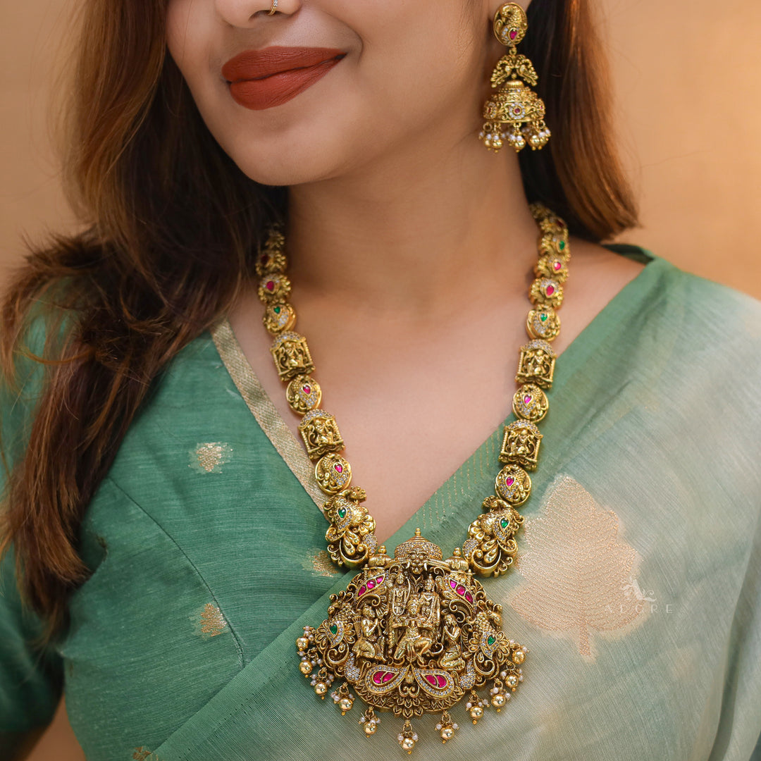 Sita Ram Jadau kundan Bridal Neckpiece With Earring