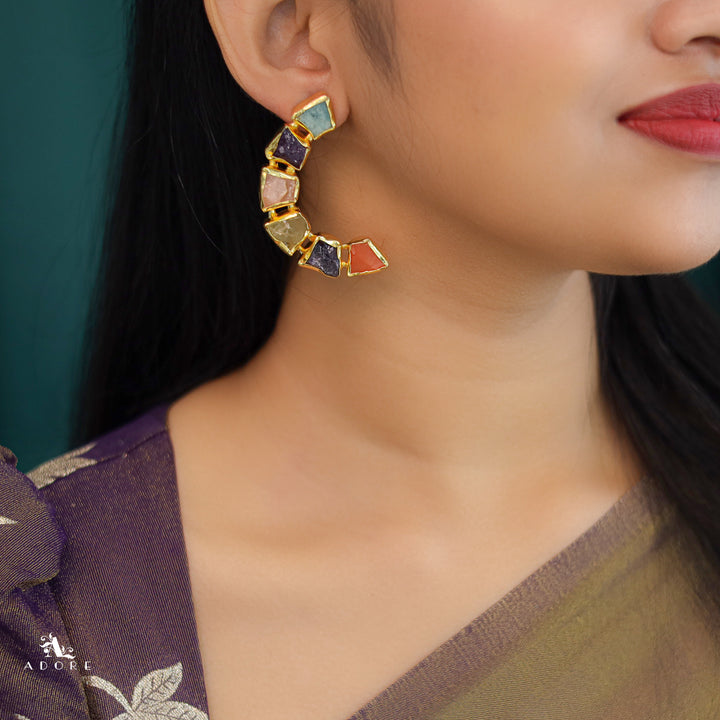 Sessa C Shape Raw Stone Earring