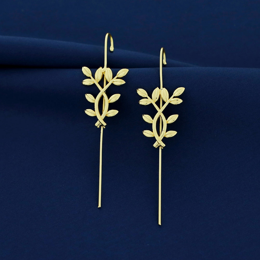 Golden Flower Leaf Ear-Cuff (Set Of 2)