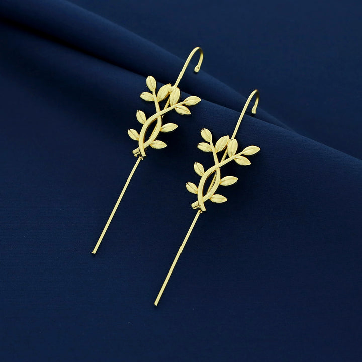 Golden Flower Leaf Ear-Cuff (Set Of 2)