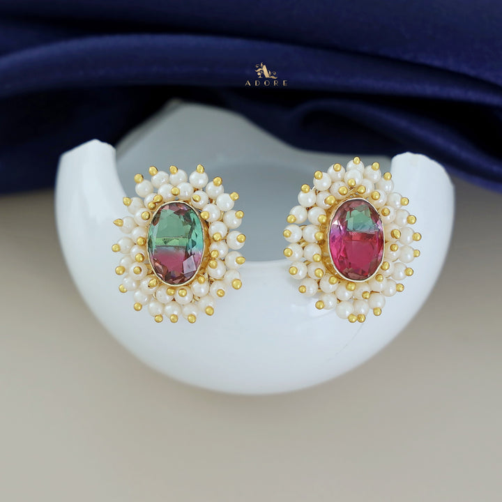 Ahelia Glossy Oval Cluster Pearl Earring