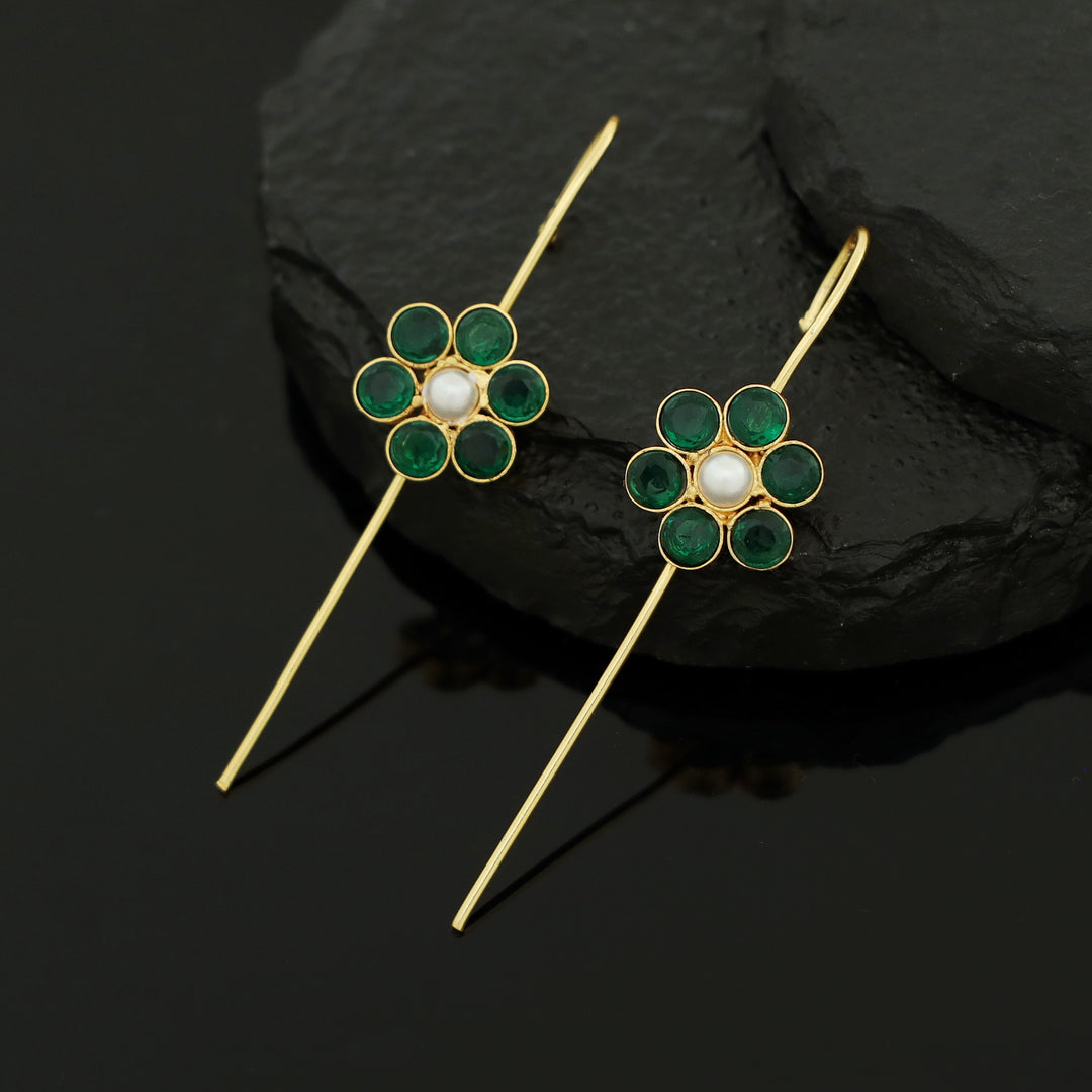 Meeta Glossy Flower Pearl Ear-Cuff (Set Of 2)