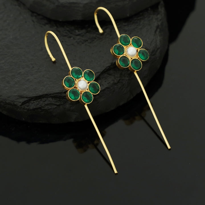 Meeta Glossy Flower Pearl Ear-Cuff (Set Of 2)