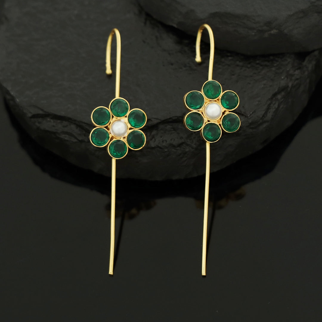 Meeta Glossy Flower Pearl Ear-Cuff (Set Of 2)