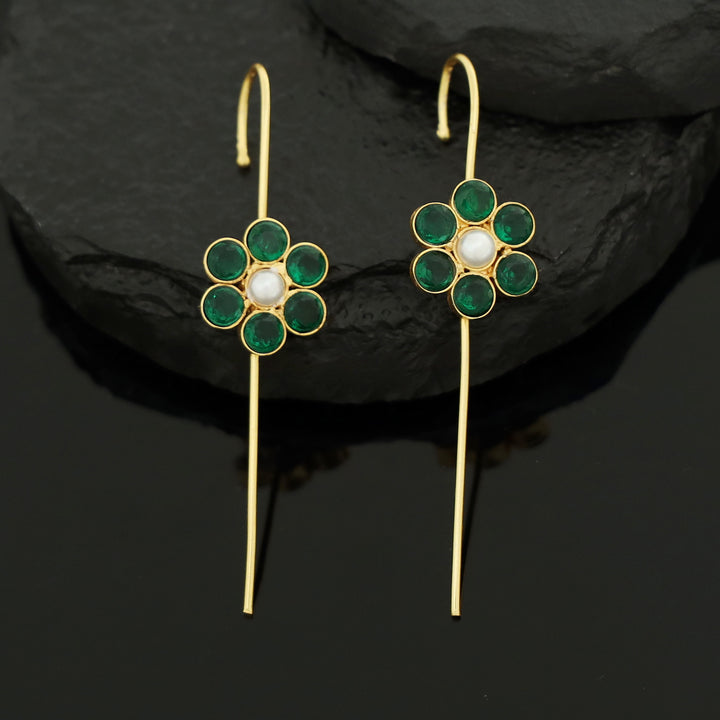 Meeta Glossy Flower Pearl Ear-Cuff (Set Of 2)