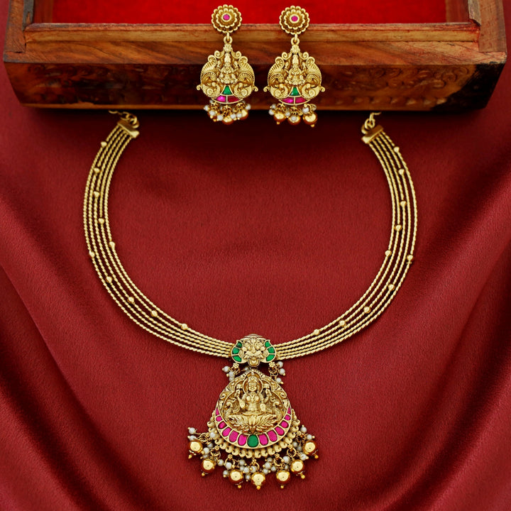 Trinetra Devi 5 Layer Jadau Kundan Neckpiece With Earring