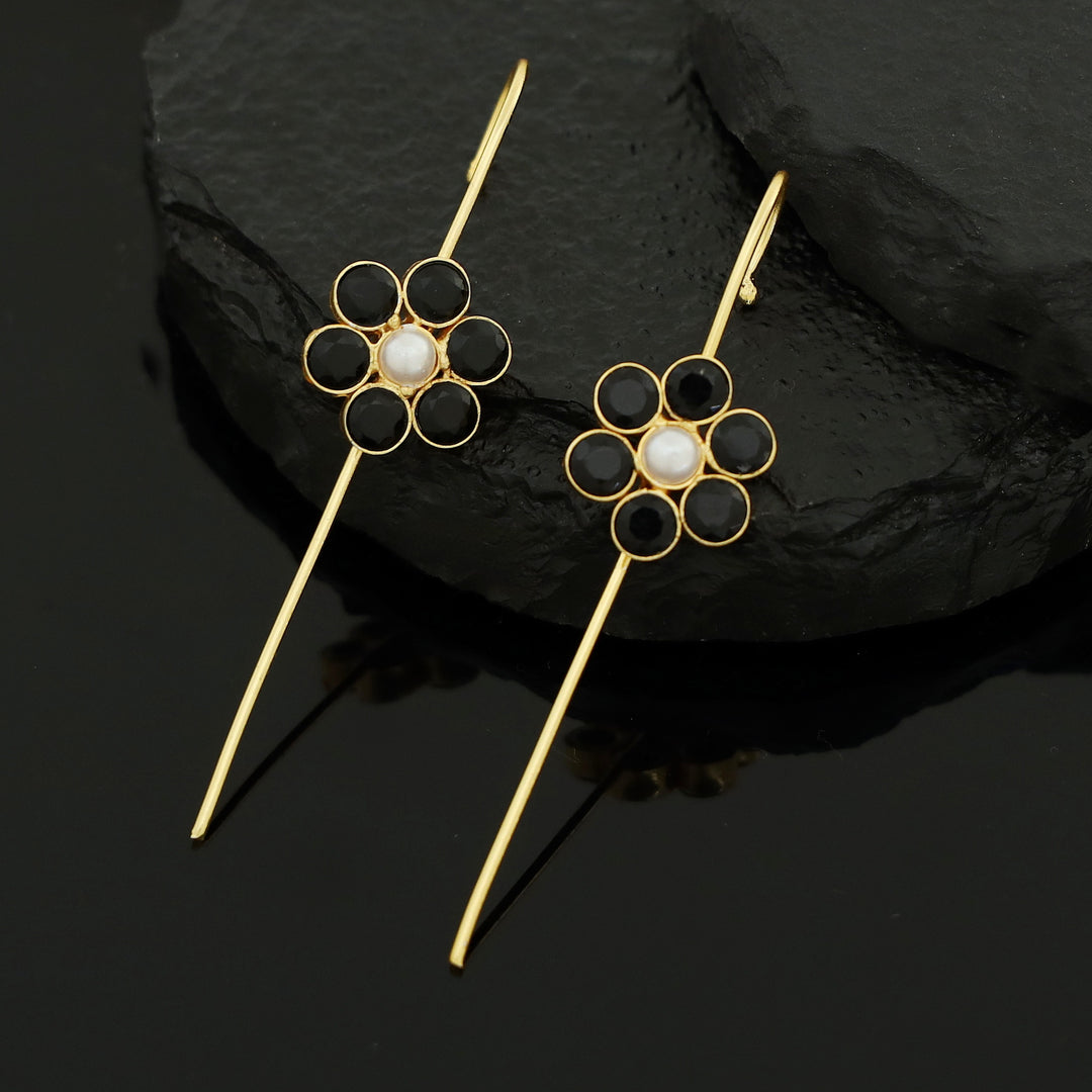 Meeta Glossy Flower Pearl Ear-Cuff (Set Of 2)