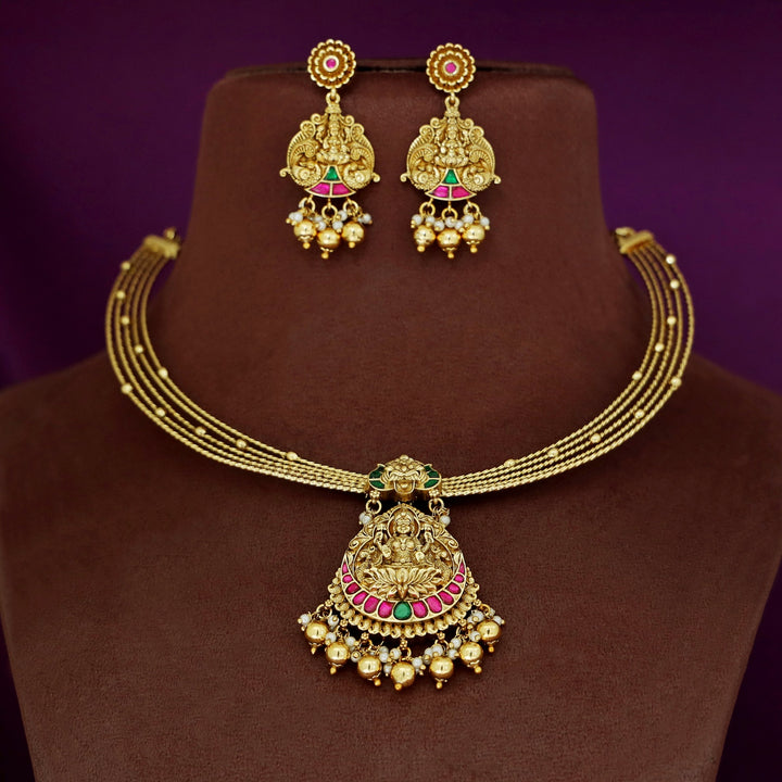 Trinetra Devi 5 Layer Jadau Kundan Neckpiece With Earring