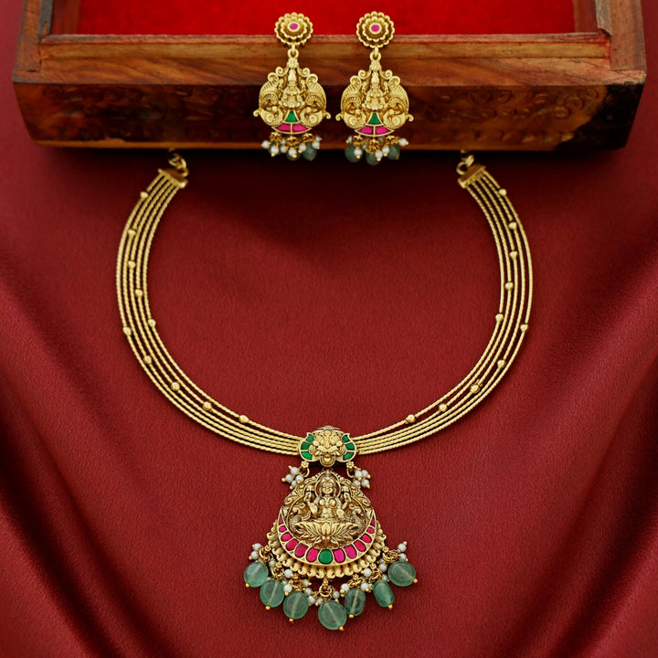 Trinetra Devi 5 Layer Jadau Kundan Neckpiece With Earring