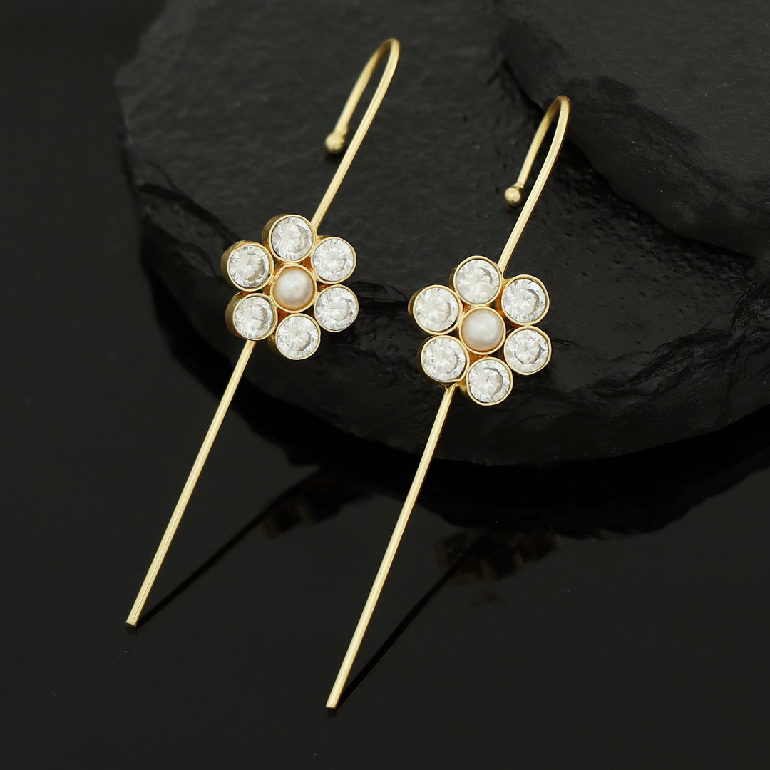 Meeta Glossy Flower Pearl Ear-Cuff (Set Of 2)