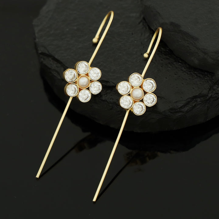 Meeta Glossy Flower Pearl Ear-Cuff (Set Of 2)