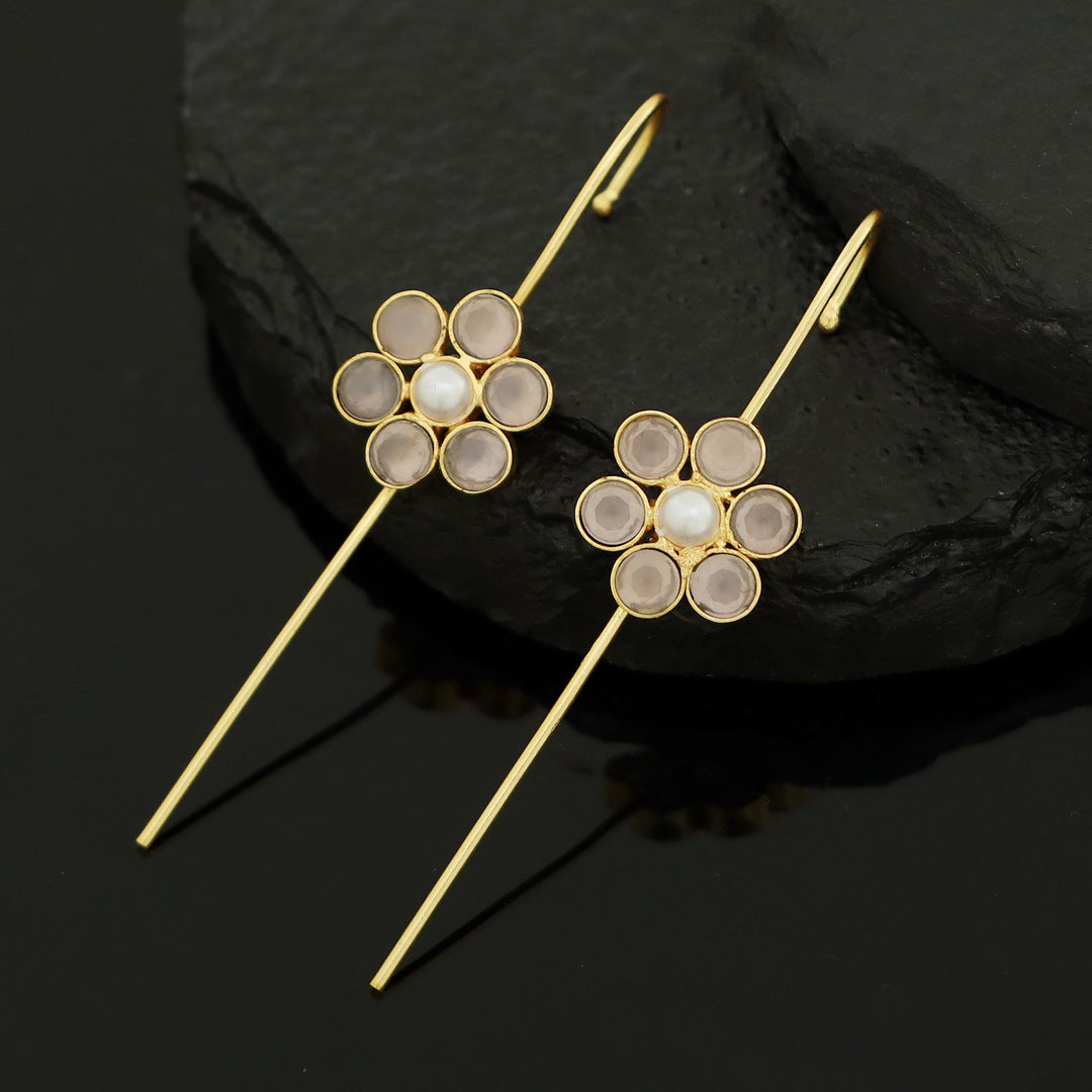 Meeta Glossy Flower Pearl Ear-Cuff (Set Of 2)