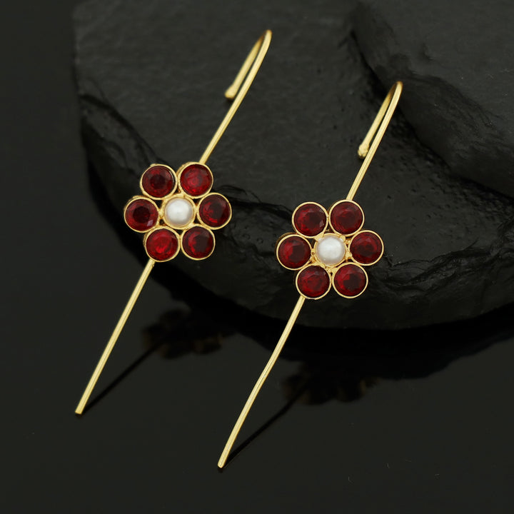 Meeta Glossy Flower Pearl Ear-Cuff (Set Of 2)