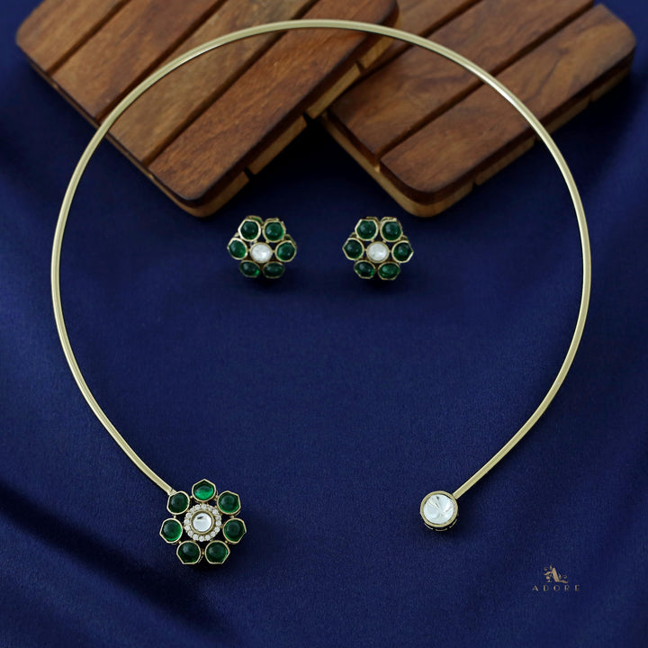Dhanishta Flower Neck Cuff With Stud