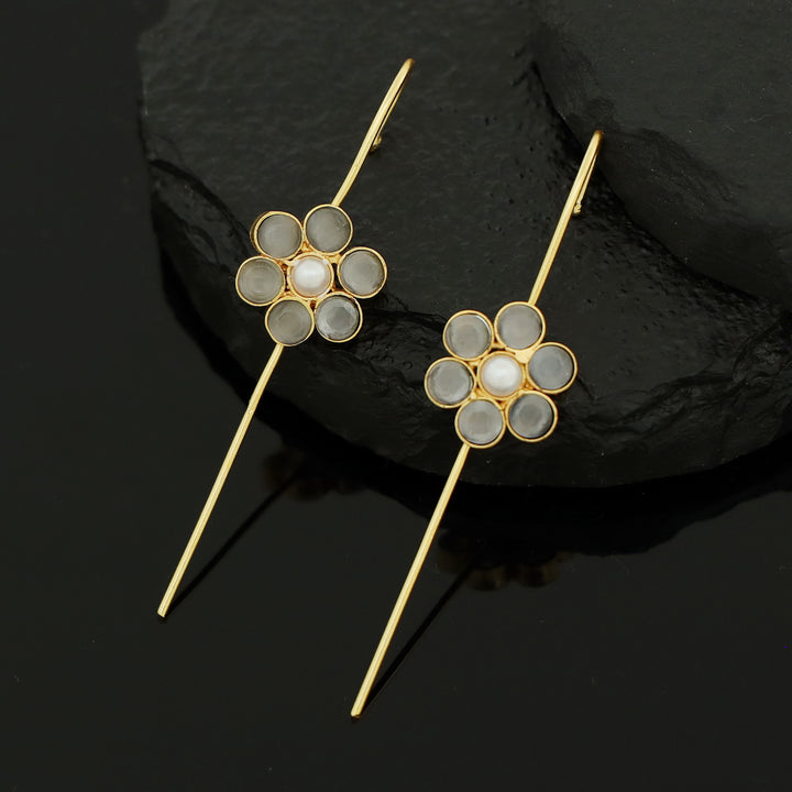 Meeta Glossy Flower Pearl Ear-Cuff (Set Of 2)