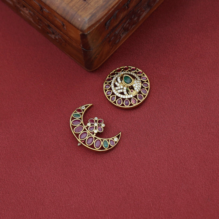 Sriyana Myura Sun And Moon Hair Brooch ( Set Of 2 )