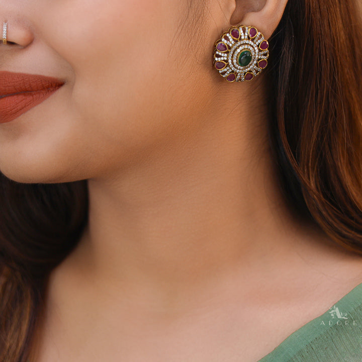 Floral AD Stone Stud
