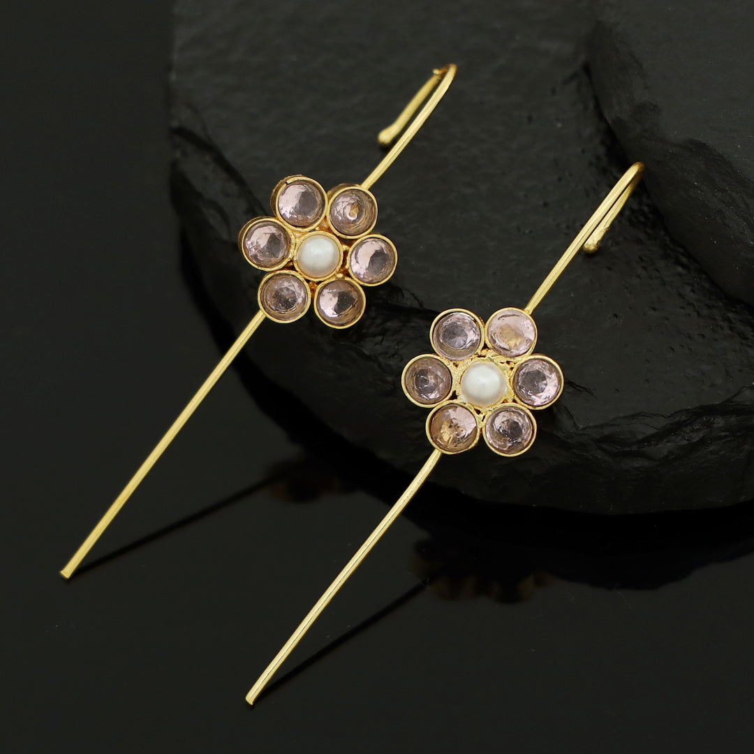 Meeta Glossy Flower Pearl Ear-Cuff (Set Of 2)