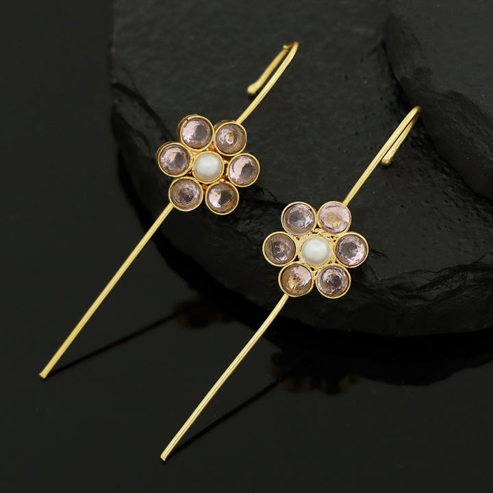 Meeta Glossy Flower Pearl Ear-Cuff (Set Of 2)