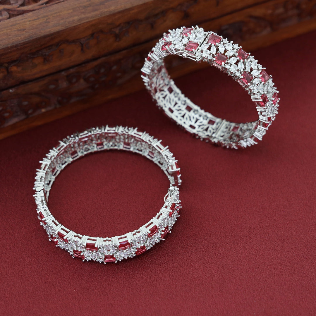 Premium Amone Mini Square AD Stone Bangle ( Set Of 2 )