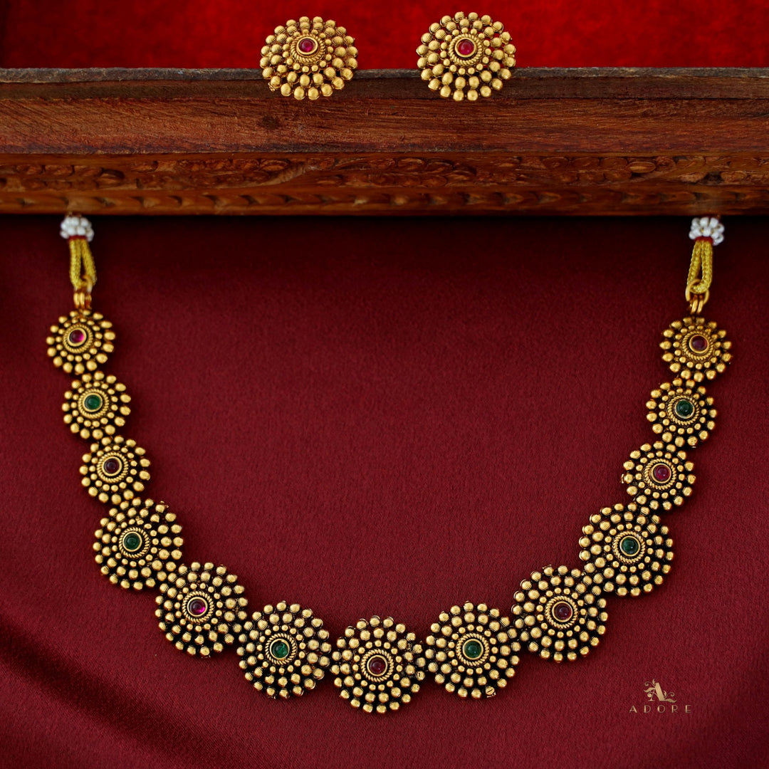 Tanvika Chakra Short Neckpiece with Earring