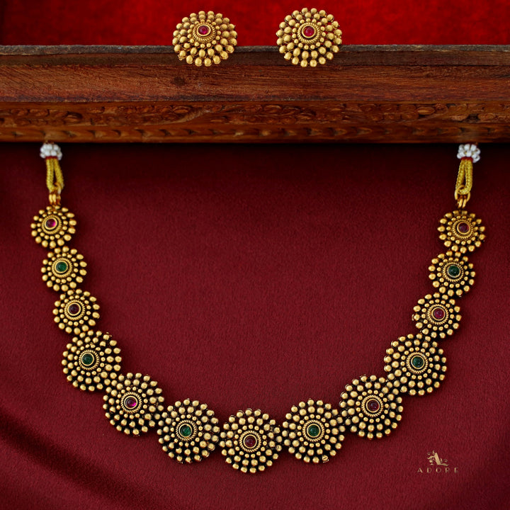 Tanvika Chakra Short Neckpiece with Earring