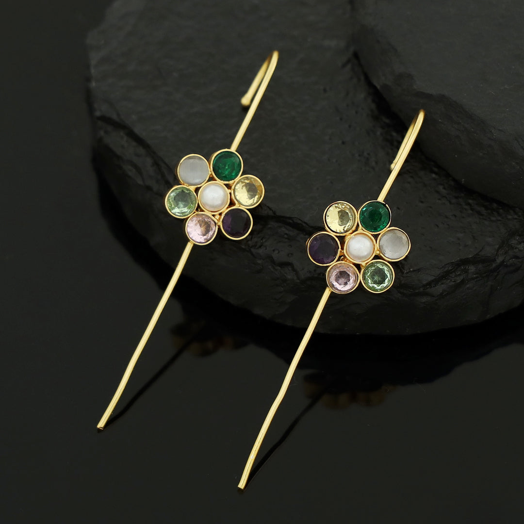 Meeta Glossy Flower Pearl Ear-Cuff (Set Of 2)