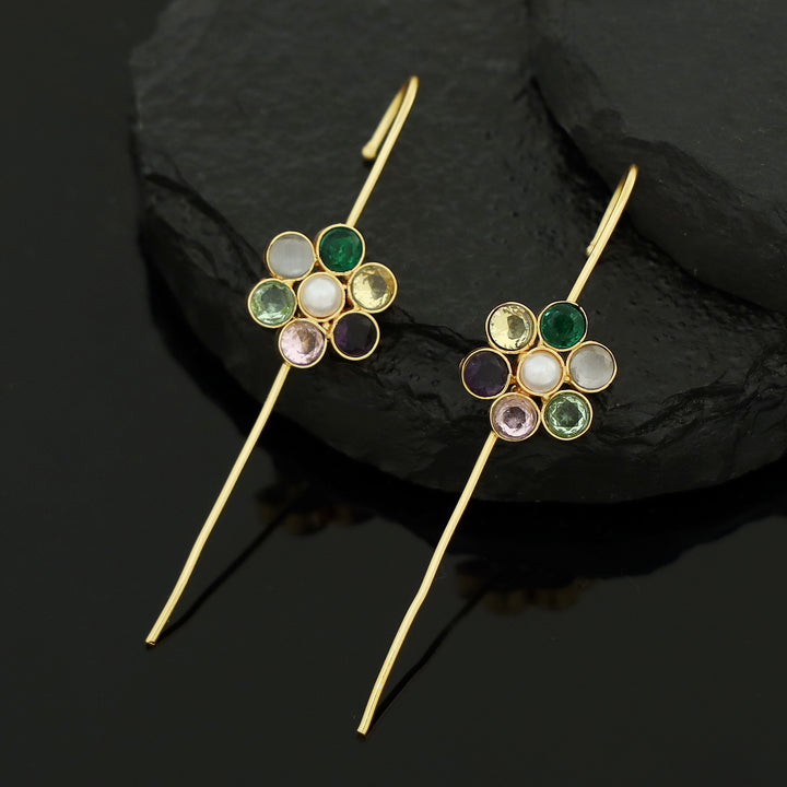 Meeta Glossy Flower Pearl Ear-Cuff (Set Of 2)