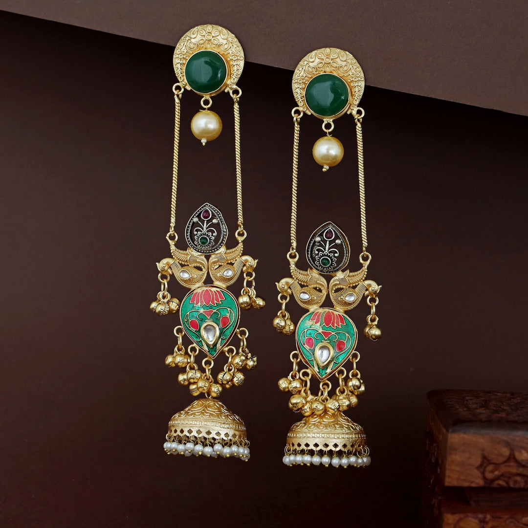 Babina Golden Hanging Ghungroo Kashmiri Jhumka