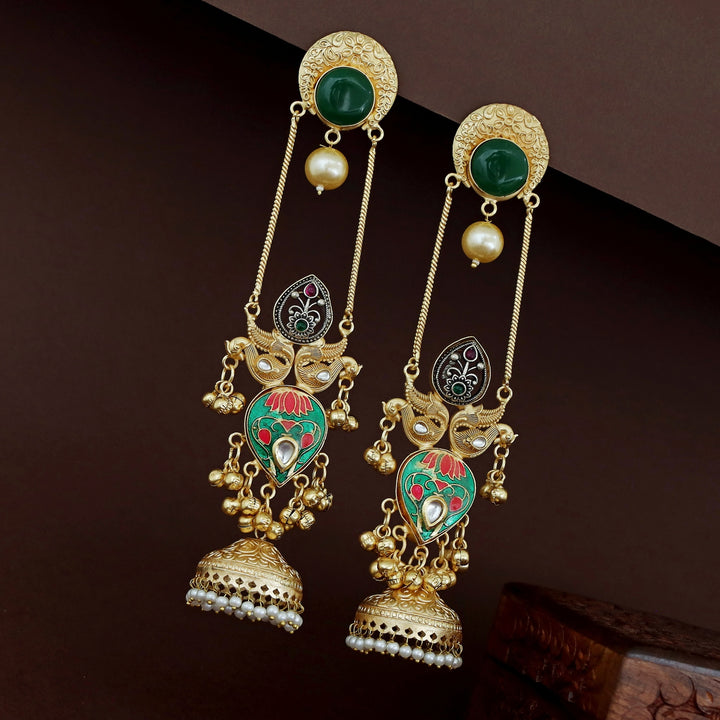 Babina Golden Hanging Ghungroo Kashmiri Jhumka