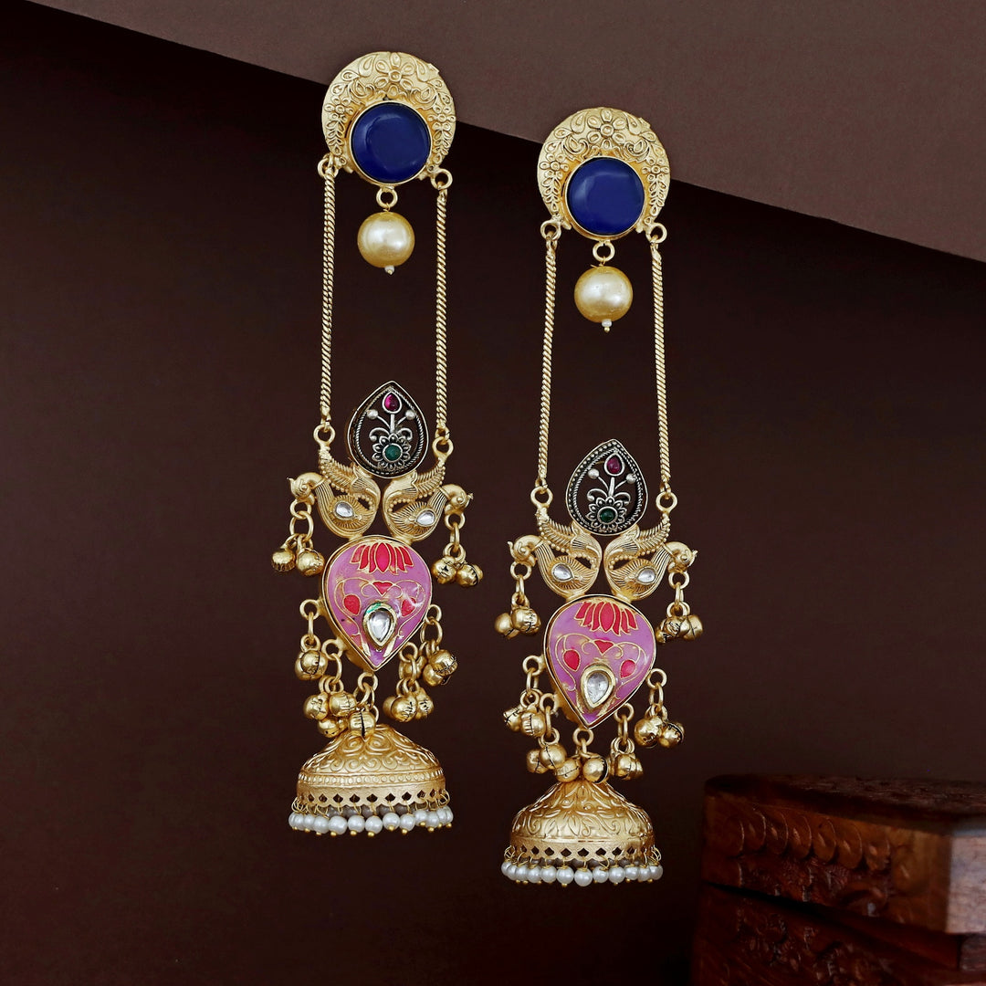 Babina Golden Hanging Ghungroo Kashmiri Jhumka