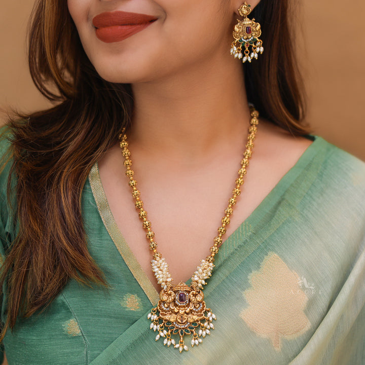 Ahalya Mayura Rice Pearl Neckpiece With Earring
