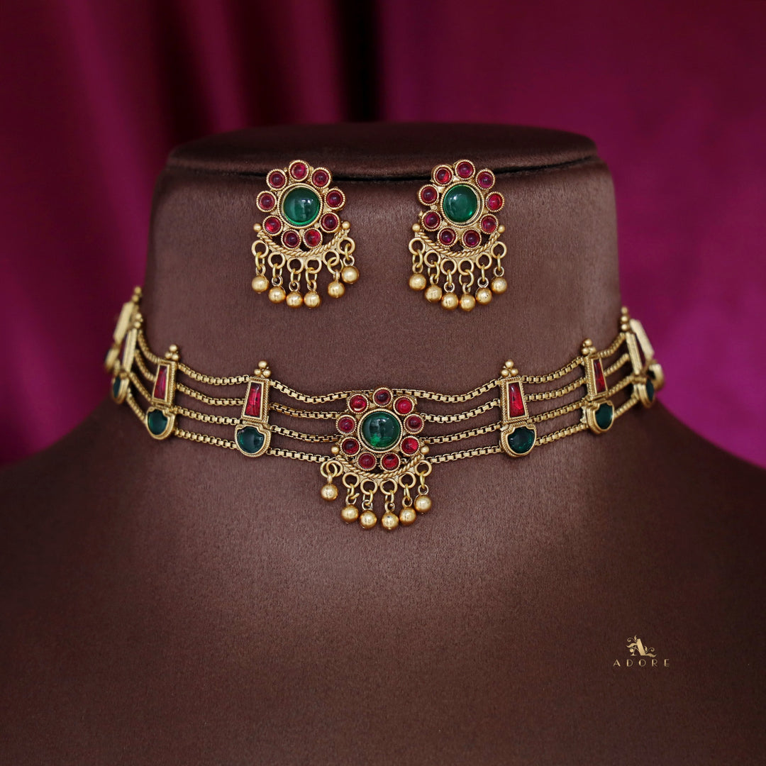 Samudra 4 Layer Parampara Choker With Earring