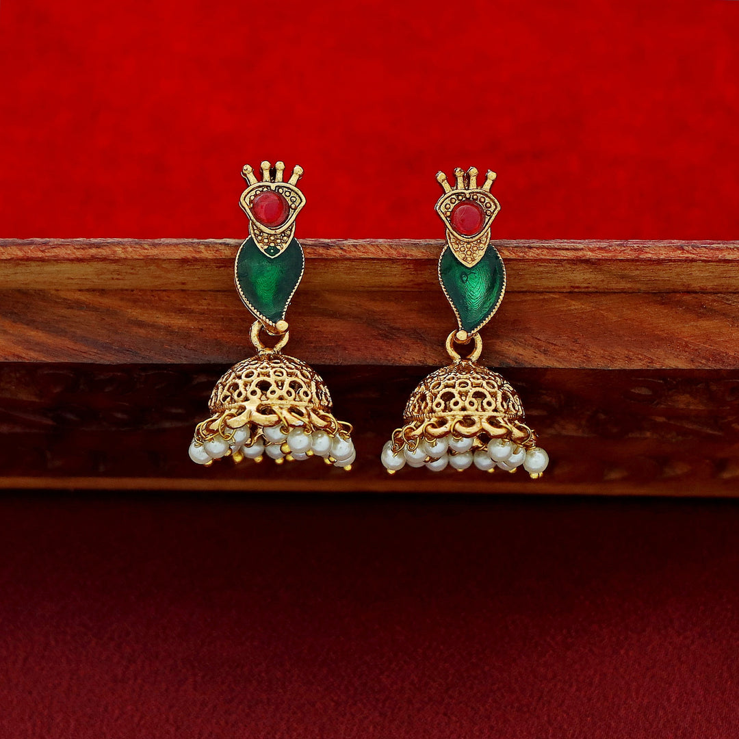 Bhuvana Palakka Mango Short Neckpiece With Earring