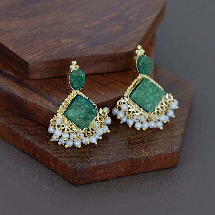 Marcella Druzy Stone Diamond Pearl Cluster Earring