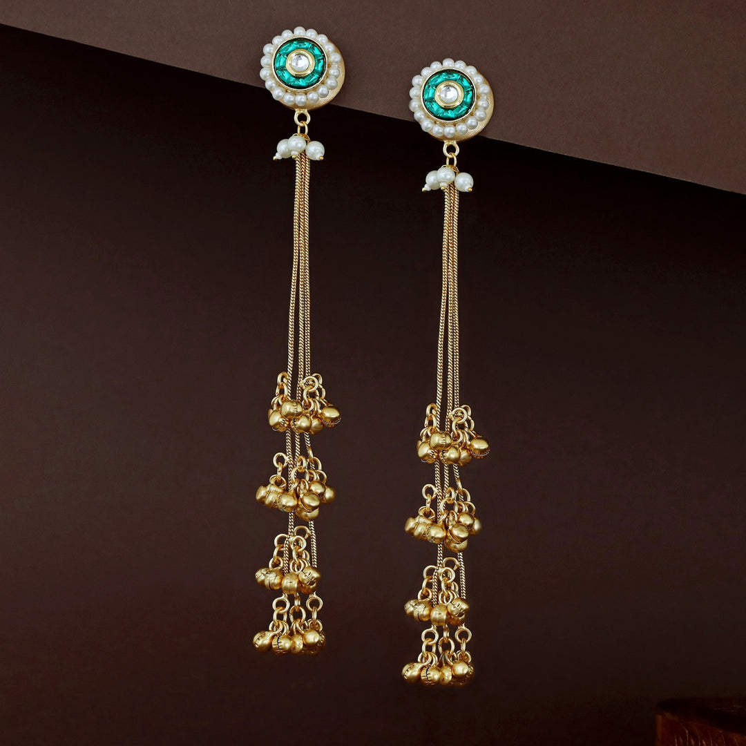 Carubala Golden Hanging Ghungroo Kashmiri Earring