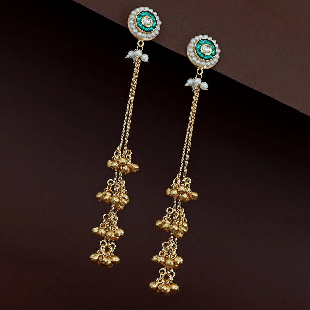 Carubala Golden Hanging Ghungroo Kashmiri Earring
