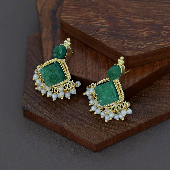 Marcella Druzy Stone Diamond Pearl Cluster Earring