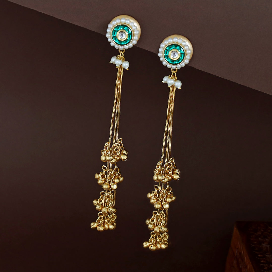 Carubala Golden Hanging Ghungroo Kashmiri Earring