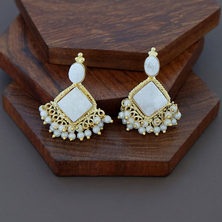 Marcella Druzy Stone Diamond Pearl Cluster Earring
