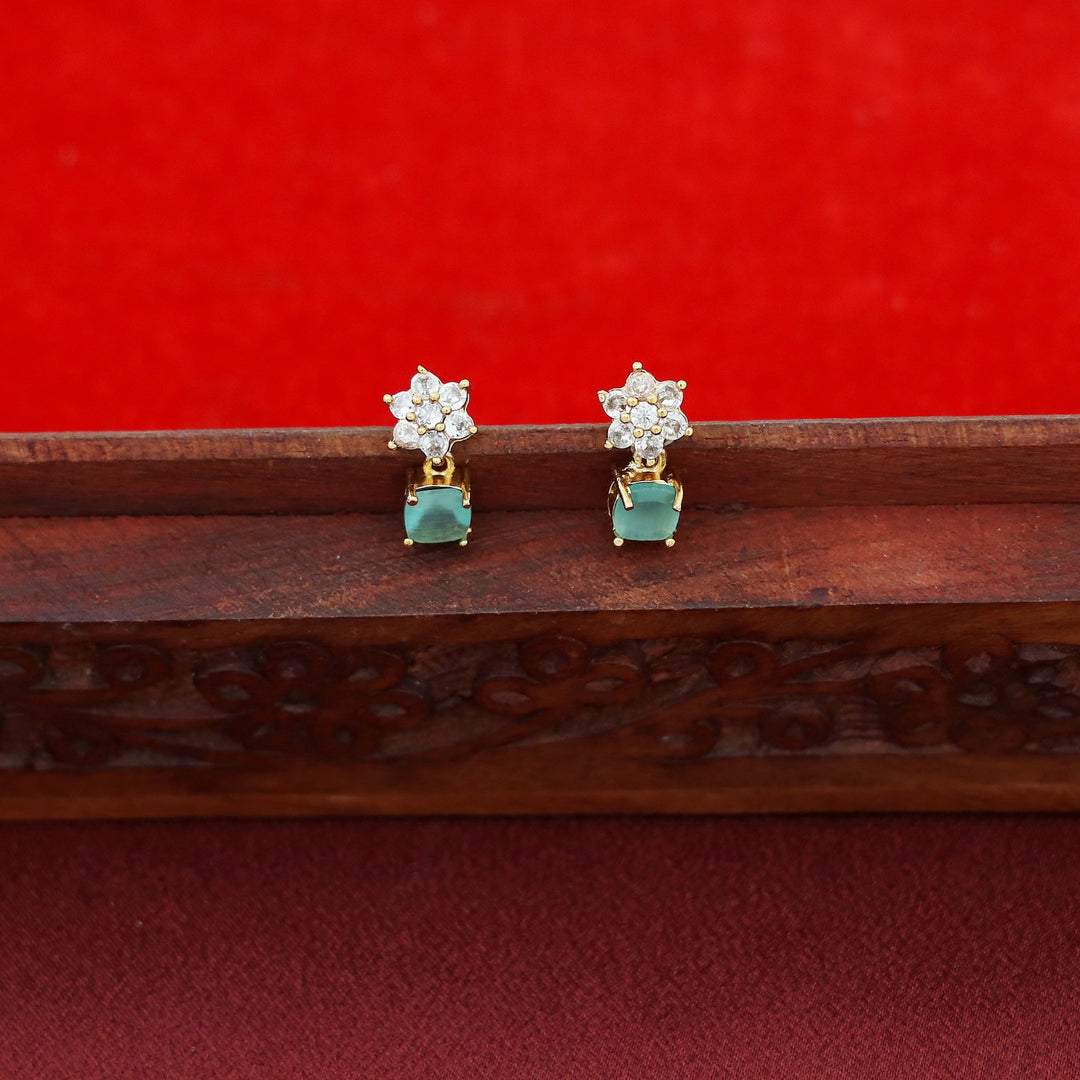 Sayali Flower AD Stone Curved Square  Short Neckpiece/Choker With Earring